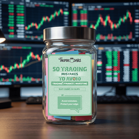 50 Trading Mistakes to Avoid | Inspire Jar® | Premium Finance & Investing Gift