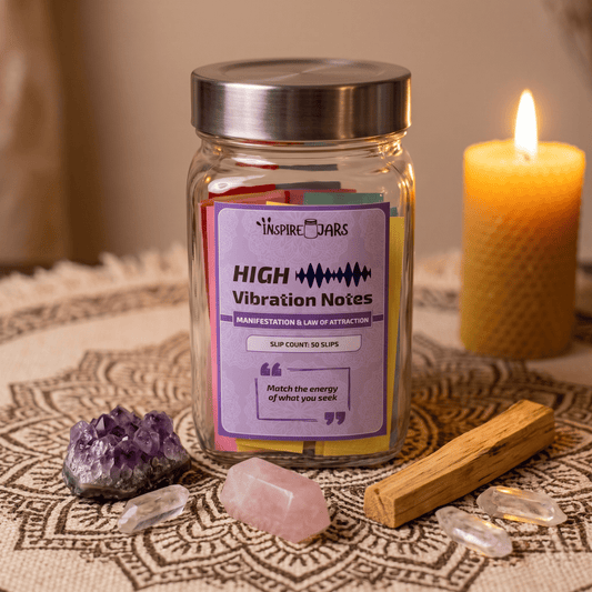 High Vibration Notes Manifestation Jar | Law of Attraction & Positivity Gift