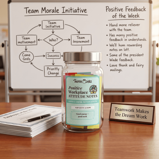 Positive Workplace Attitude Notes Jar | Office Desk Motivation & Team Gift
