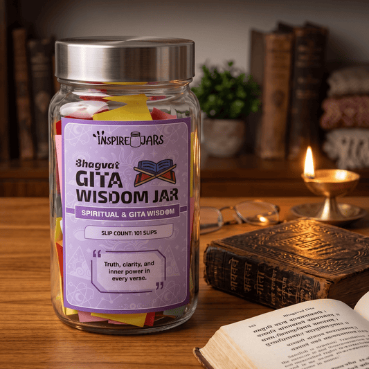 Bhagavad Gita Wisdom Jar | 101 Daily Slips of Spiritual Guidance & Mindfulness Gift