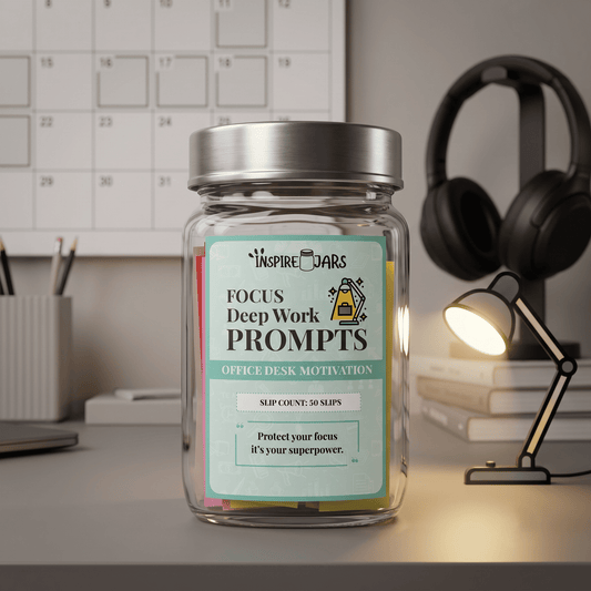 Focus Deep Work Prompts Jar | Office Desk Motivation & Productivity Gift