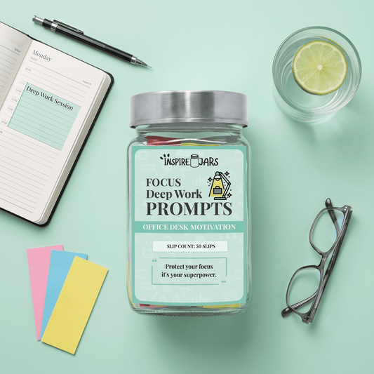 Focus Deep Work Prompts Jar | Office Desk Motivation & Productivity Gift