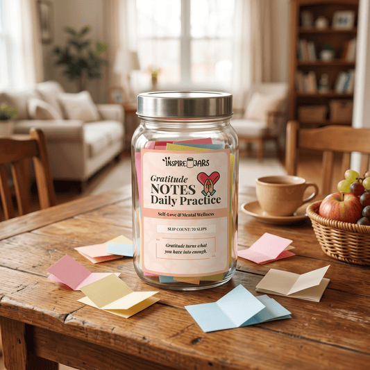 Gratitude Notes Daily Practice Jar | Self Love &amp; Mental Wellness Keepsake
