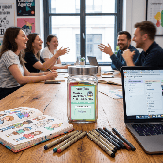 Positive Workplace Attitude Notes Jar | Office Desk Motivation & Team Gift