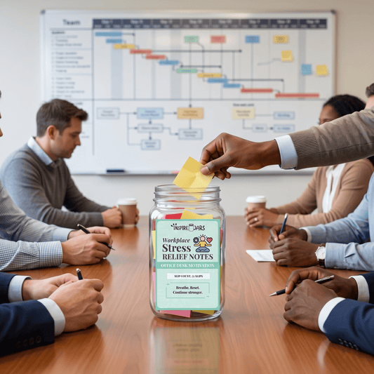Workplace Stress Relief Notes Jar | Office Desk Motivation & Mental Health Gift