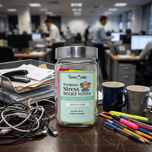 Workplace Stress Relief Notes Jar | Office Desk Motivation & Mental Health Gift
